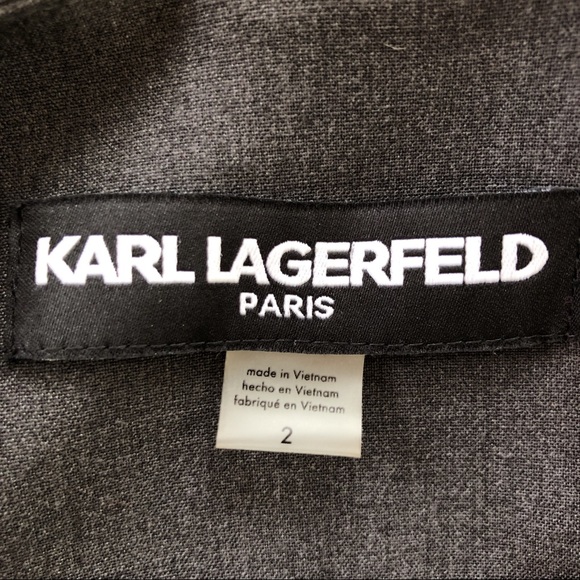 Karl Lagerfeld Gray Suede Trim V-Neck Blazer 2 - Picture 4 of 6
